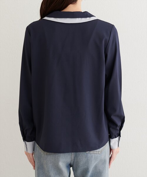 natural couture(ナチュラルクチュール)の「配色2枚衿ブラウス(シャツ/ブラウス・レディース・ネイビー/ダークブラウン/グレイッシュベージュ/アイボリー・FREE)」の18枚目の写真