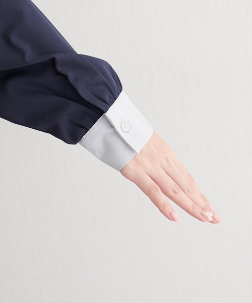 natural couture(ナチュラルクチュール)の「配色2枚衿ブラウス(シャツ/ブラウス・レディース・ネイビー/ダークブラウン/グレイッシュベージュ/アイボリー・FREE)」の20枚目の写真