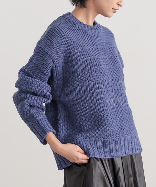 for/c(フォーシー)の「ランダム編みニットトップス【サスティナブル】(ニット/セーター・レディース・パープル/ブラウン/ネイビー/レッド/アイボリー・M/L)」の1枚目の写真