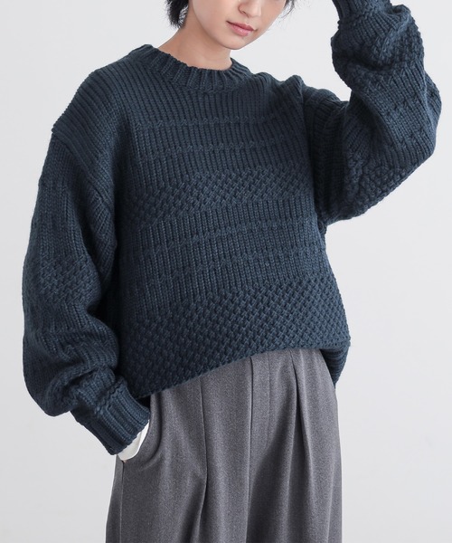 for/c(フォーシー)の「ランダム編みニットトップス【サスティナブル】(ニット/セーター・レディース・パープル/ブラウン/ネイビー/レッド/アイボリー・M/L)」の4枚目の写真