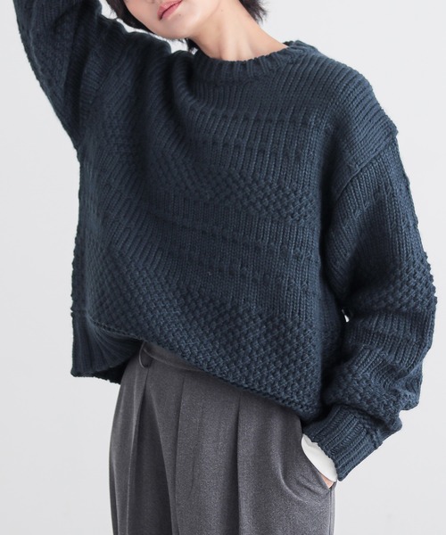 for/c(フォーシー)の「ランダム編みニットトップス【サスティナブル】(ニット/セーター・レディース・パープル/ブラウン/ネイビー/レッド/アイボリー・M/L)」の22枚目の写真
