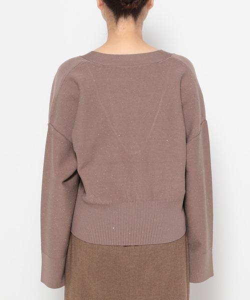 mysty woman（ミスティウーマン）の「マイクロスパンコールVニット　612426（ニット/セーター・レディース・モカ/ブラック/アイボリー・FREE）」の11枚目の写真