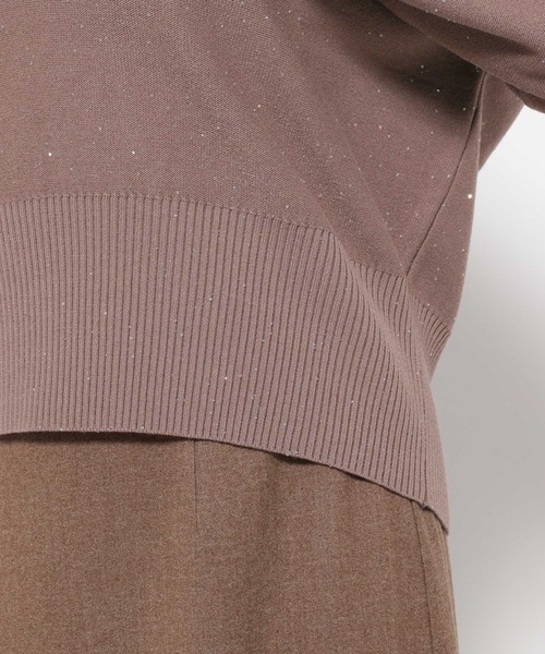 mysty woman（ミスティウーマン）の「マイクロスパンコールVニット　612426（ニット/セーター・レディース・モカ/ブラック/アイボリー・FREE）」の14枚目の写真