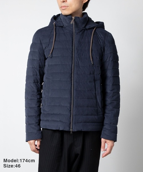 HERNO（ヘルノ）の「HERNO RESORT CORDUROY ヘルノ リゾート コーデュロイ ダウンジャケット（ダウンジャケット/コート・メンズ・ネイビー系1/グレー系1・46/48/50）」の3枚目の写真