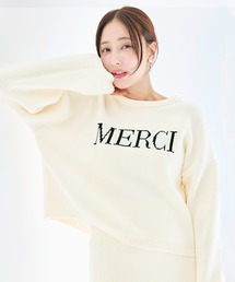 ウォッシャブルモールニットロゴトップス