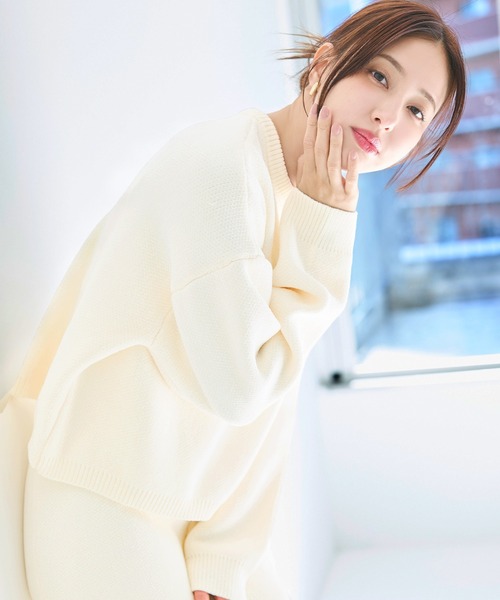 coca(coca)(コカ)の「ウォッシャブルモールニットロゴトップス(ニット/セーター・レディース・ネイビー/ホワイト・M/L)」の5枚目の写真