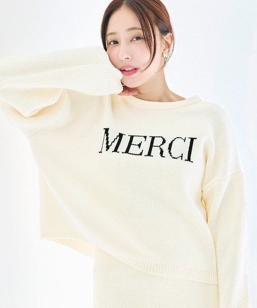 coca(coca)(コカ)の「ウォッシャブルモールニットロゴトップス(ニット/セーター・レディース・ネイビー/ホワイト・M/L)」の7枚目の写真
