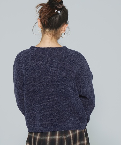 coca(coca)(コカ)の「ウォッシャブルモールニットロゴトップス(ニット/セーター・レディース・ネイビー/ホワイト・M/L)」の11枚目の写真