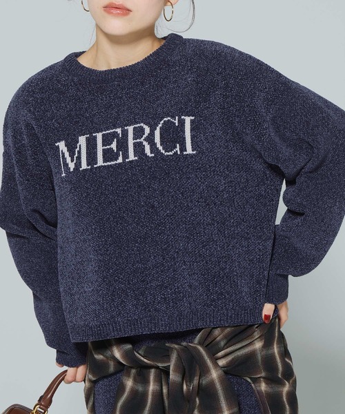 coca(coca)(コカ)の「ウォッシャブルモールニットロゴトップス(ニット/セーター・レディース・ネイビー/ホワイト・M/L)」の13枚目の写真