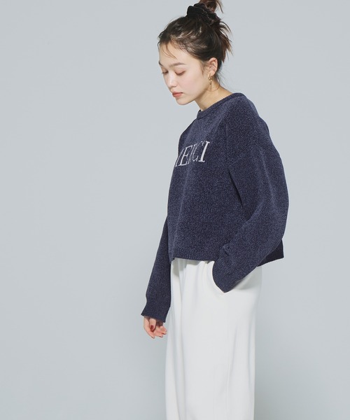 coca(coca)(コカ)の「ウォッシャブルモールニットロゴトップス(ニット/セーター・レディース・ネイビー/ホワイト・M/L)」の15枚目の写真
