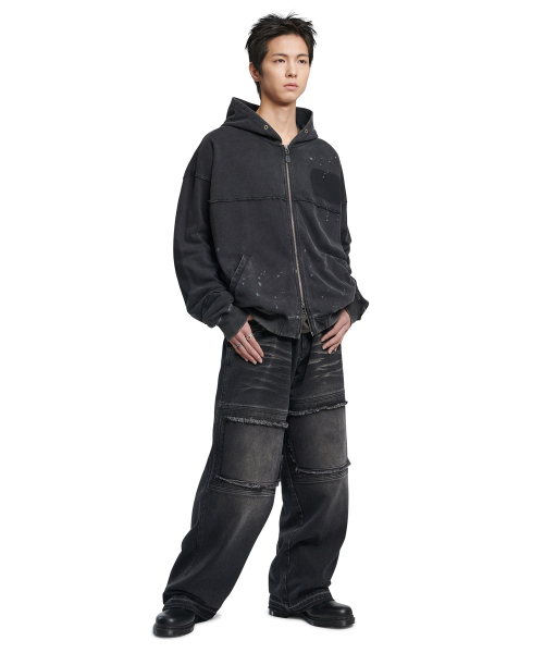 NOMANUAL(NOMANUAL)の「DETACHED PATCH HOODED ZIP-UP - WASHED BLACK(パーカー・レディース・その他・MEDIUM/LARGE/SMALL)」の3枚目の写真