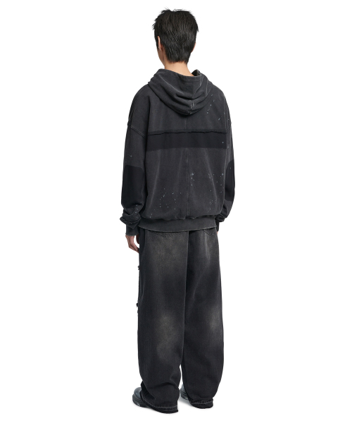 NOMANUAL(NOMANUAL)の「DETACHED PATCH HOODED ZIP-UP - WASHED BLACK(パーカー・レディース・その他・MEDIUM/LARGE/SMALL)」の4枚目の写真