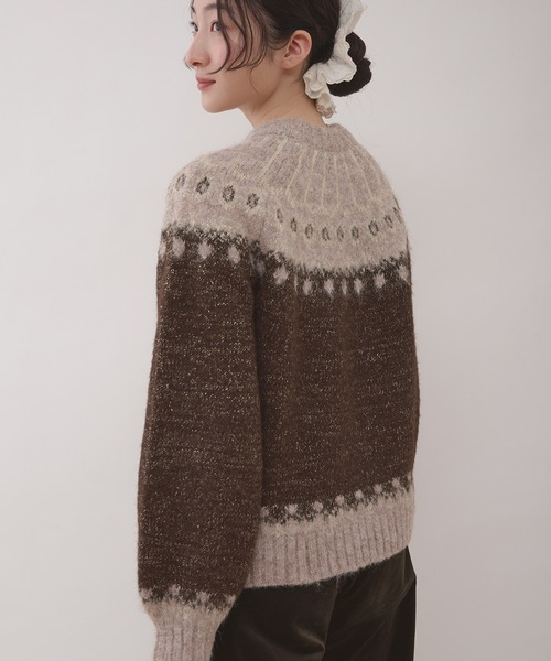MUHET(ミュエータ)の「glitter nordic pattern knit / グリッターノルディック柄ニット(ニット/セーター・レディース・グレー/アイボリー/ブラウン/ネイビー・FREE)」の16枚目の写真