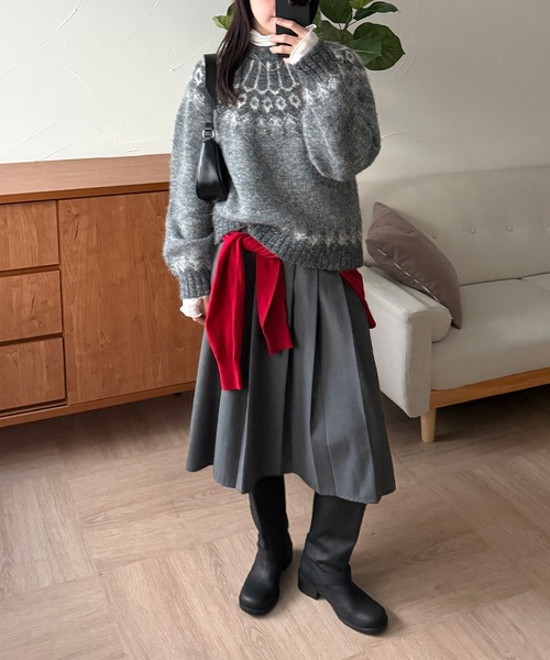 MUHET(ミュエータ)の「glitter nordic pattern knit / グリッターノルディック柄ニット(ニット/セーター・レディース・グレー/アイボリー/ブラウン/ネイビー・FREE)」の22枚目の写真