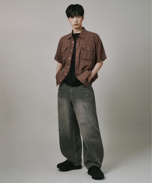 Verdnt（バーダント）の「ボリュームカーゴチェックシャツ【ブラウン】（シャツ/ブラウス・レディース・ブラウン・SMALL/MEDIUM/LARGE）」の5枚目の写真