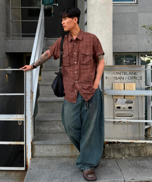 Verdnt（バーダント）の「ボリュームカーゴチェックシャツ【ブラウン】（シャツ/ブラウス・レディース・ブラウン・SMALL/MEDIUM/LARGE）」の9枚目の写真