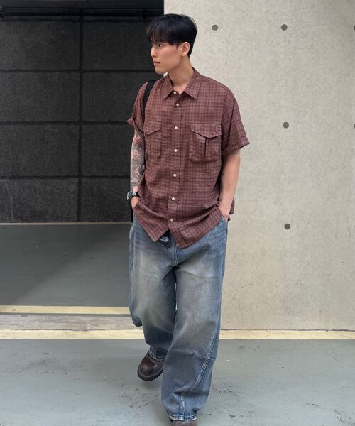 Verdnt（バーダント）の「ボリュームカーゴチェックシャツ【ブラウン】（シャツ/ブラウス・レディース・ブラウン・SMALL/MEDIUM/LARGE）」の11枚目の写真