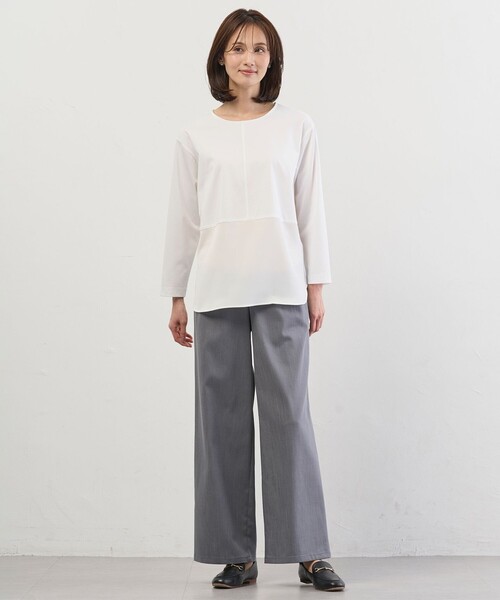 J.PRESS(ジェイプレス)の「ベーシックジャージー レイヤードフレア カットソー(Tシャツ/カットソー・レディース・ホワイト系・F)」の3枚目の写真