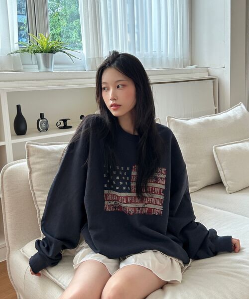 AECA(エイカ)の「EASY & FREE FLAG SWEAT SHIRTS-NAVY(スウェット・レディース・その他・LARGE/X-LARGE/SMALL/MEDIUM)」の4枚目の写真