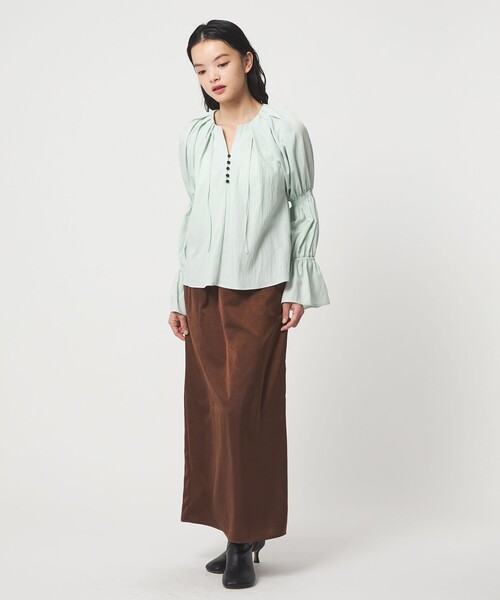 EMMEL REFINES(エメルリファインズ)の「<EMMEL REFINES>EM フロントボタン ソデシャーリング ブラウス(シャツ/ブラウス・レディース・ライム/クリーム/ライラック・FREE)」の14枚目の写真