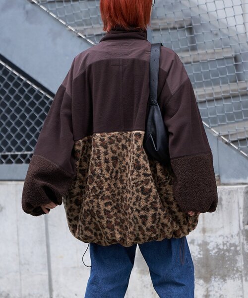 etsinta（エシンタ）の「【etsinta/エシンタ】リメイクフリースオーバージャケット（ブルゾン・レディース・ブラウン/チャコールグレー/アイボリー・ONE SIZE）」の8枚目の写真