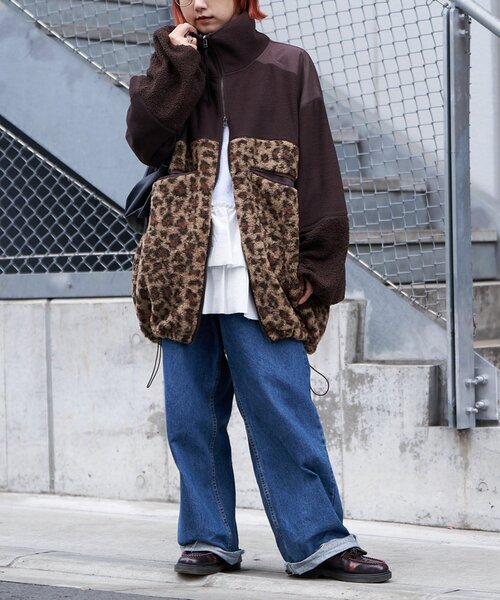 etsinta（エシンタ）の「【etsinta/エシンタ】リメイクフリースオーバージャケット（ブルゾン・レディース・ブラウン/チャコールグレー/アイボリー・ONE SIZE）」の9枚目の写真