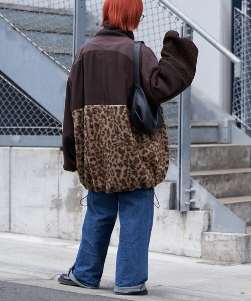 etsinta（エシンタ）の「【etsinta/エシンタ】リメイクフリースオーバージャケット（ブルゾン・レディース・ブラウン/チャコールグレー/アイボリー・ONE SIZE）」の12枚目の写真