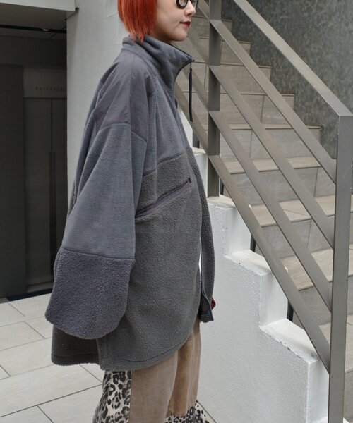 セール】【etsinta/エシンタ】リメイクフリースオーバージャケット