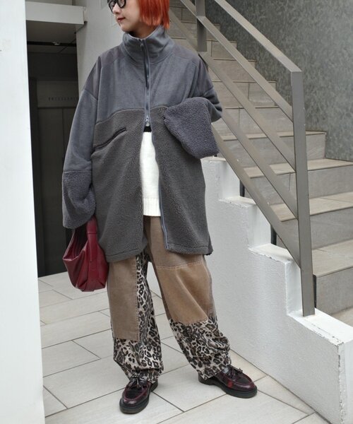 セール】【etsinta/エシンタ】リメイクフリースオーバージャケット