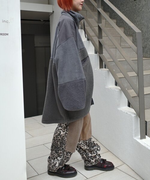 セール】【etsinta/エシンタ】リメイクフリースオーバージャケット