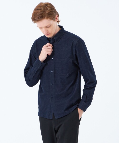 MACKINTOSH PHILOSOPHY（ﾏｯｷﾝﾄｯｼｭ ﾌｨﾛｿﾌｨｰ）の「シャンブレーネル スクエアボタンダウン（シャツ/ブラウス・メンズ・グレー系その他2/ネイビー/ベージュ系その他7/ホワイト・38/40/42）」の4枚目の写真