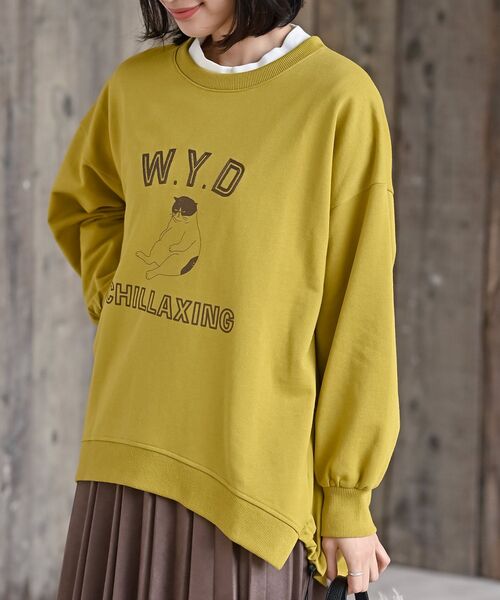 rps(アールピーエス)の「WYDキャット裏毛プルオーバー(スウェット・レディース・マスタード/杢グレー/アイボリー・フリー)」の3枚目の写真