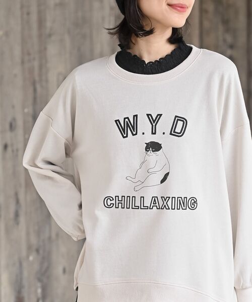 rps(アールピーエス)の「WYDキャット裏毛プルオーバー(スウェット・レディース・マスタード/杢グレー/アイボリー・フリー)」の8枚目の写真