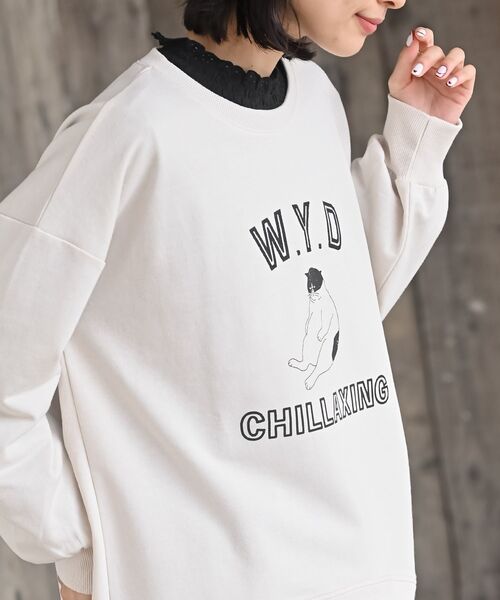 rps(アールピーエス)の「WYDキャット裏毛プルオーバー(スウェット・レディース・マスタード/杢グレー/アイボリー・フリー)」の9枚目の写真