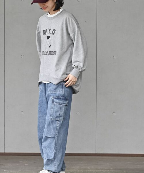 rps(アールピーエス)の「WYDキャット裏毛プルオーバー(スウェット・レディース・マスタード/杢グレー/アイボリー・フリー)」の17枚目の写真