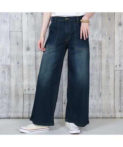 aity(アイティ)の「デニムワイドベイカーパンツ(デニムパンツ・レディース・ネイビー/ワンウォッシュ/ブルー・M/L/LL/3L/4L)」の6枚目の写真