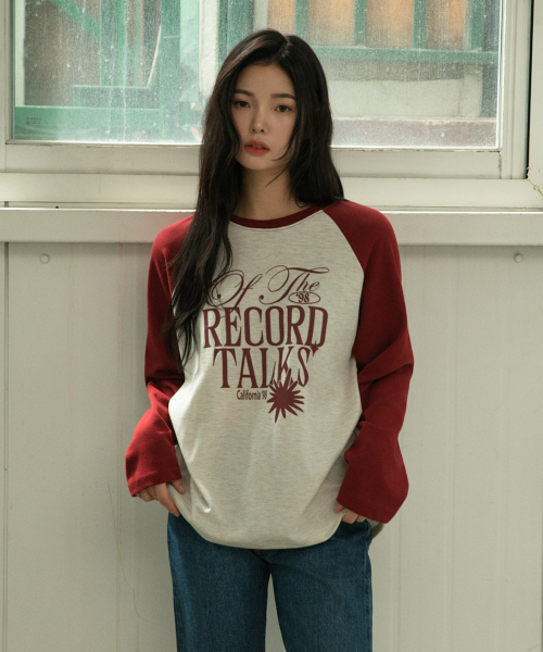 ACOVER(オコボ)の「レコードラグランマンツーマンTシャツ 4カラー(Tシャツ/カットソー・レディース・ブラック/ブラウン/チャコール・FREE)」の7枚目の写真