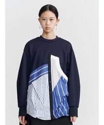 Tシャツ/カットソー（ブルー・ネイビー/青色系・ストライプ柄