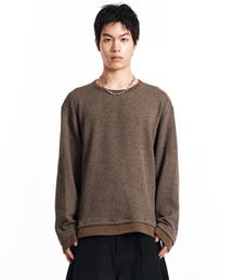 KICHUL（キチョル）の「Midgrid Crew Knit (Brown)（ニット/セーター）」