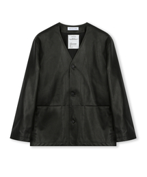 BESLOW（ビースロー）の「COLLARLESS JACKET LEATHER BLACK（テーラードジャケット）」