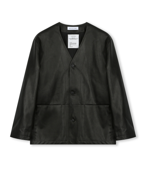 BESLOW(ビースロー)の「COLLARLESS JACKET LEATHER BLACK(テーラードジャケット・メンズ・その他・SMALL/MEDIUM/LARGE/X-LARGE)」の1枚目の写真