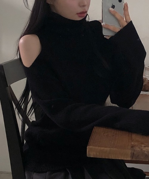 FREE STYLISTS(フリー スタイリスト)の「YUGA_YGMC Turtleneck knit top(ニット/セーター・レディース・ブラック/オフホワイト/レッド・FREE)」の22枚目の写真