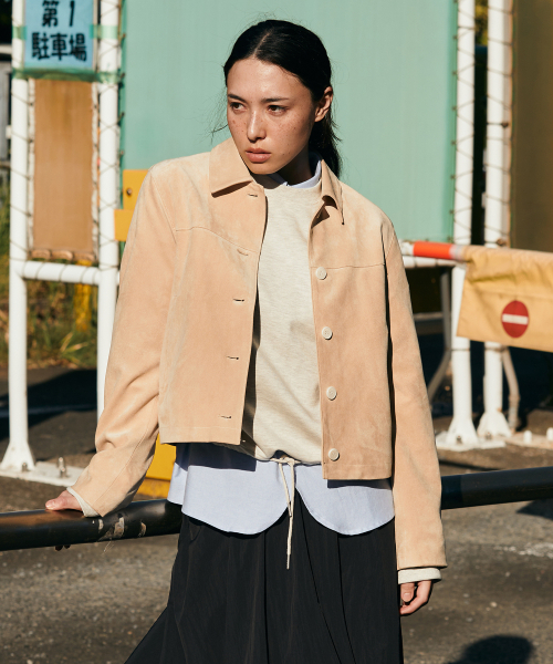 UNIFORM BRIDGE(ユニフォームブリッジ)の「faux suede jacket(womens) beige(ライダースジャケット・メンズ・その他・SMALL/MEDIUM)」の1枚目の写真