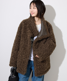SLOBE IENA | リバーシブルフェイクムートンスタンドブルゾン(ムートンコート)