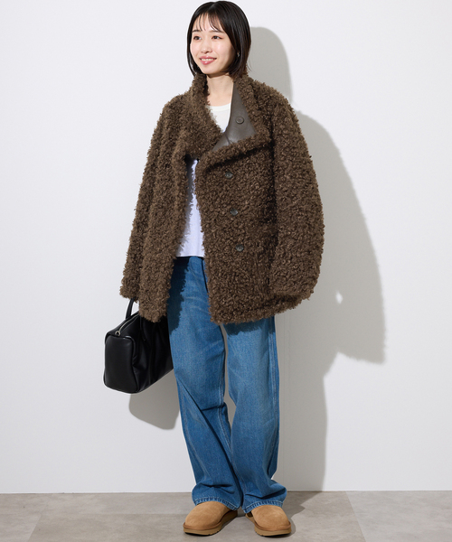 SLOBE IENA（スローブイエナ）の「リバーシブルフェイクムートンスタンドブルゾン（ムートンコート・レディース・ブラウン・38/36）」の2枚目の写真