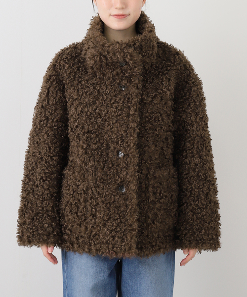 SLOBE IENA（スローブイエナ）の「リバーシブルフェイクムートンスタンドブルゾン（ムートンコート・レディース・ブラウン・38/36）」の8枚目の写真