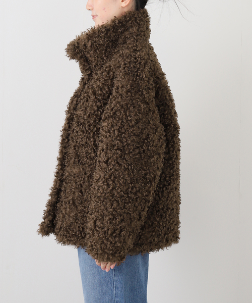 セール】リバーシブルフェイクムートンスタンドブルゾン（ムートン