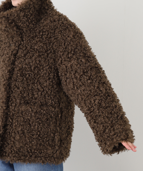 SLOBE IENA（スローブイエナ）の「リバーシブルフェイクムートンスタンドブルゾン（ムートンコート・レディース・ブラウン・38/36）」の11枚目の写真