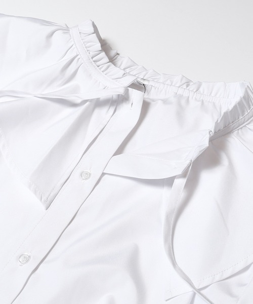 coca(coca)(コカ)の「襟フリルオーバーサイズシャツ(シャツ/ブラウス・レディース・ホワイト/ストライプ・L/M/S)」の16枚目の写真