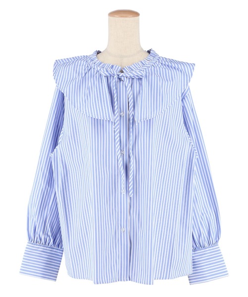 coca(coca)(コカ)の「襟フリルオーバーサイズシャツ(シャツ/ブラウス・レディース・ホワイト/ストライプ・L/M/S)」の20枚目の写真